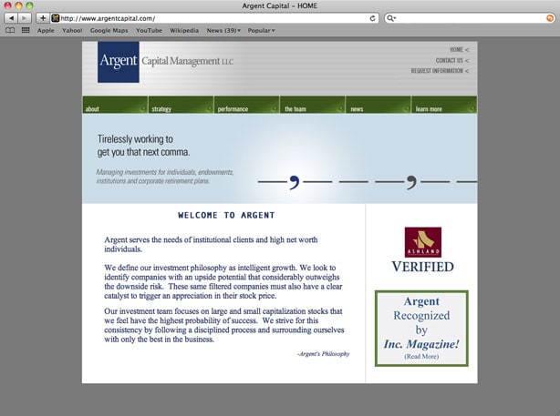Argent Capital before Web Redesign Argent Capital before Web Redesign