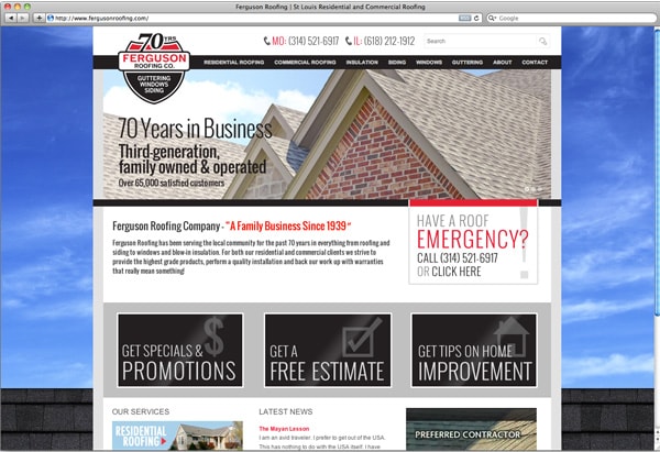 st louis roofing company website redesign wordpress