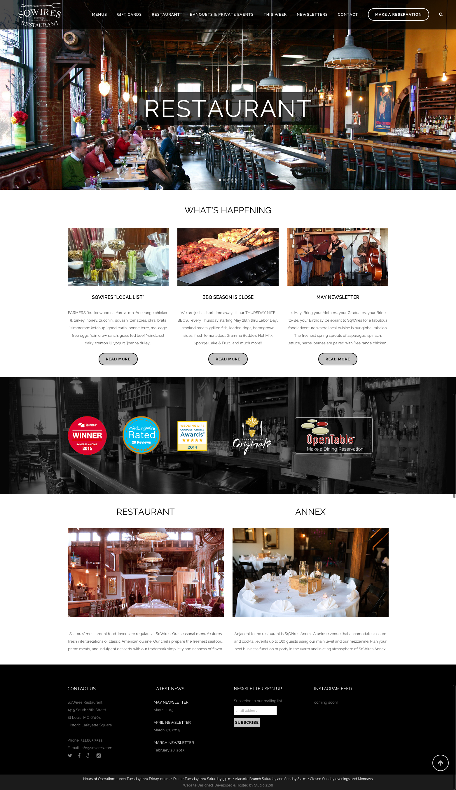 screenshot SqWires homepage Go to Sqwires Restaurant