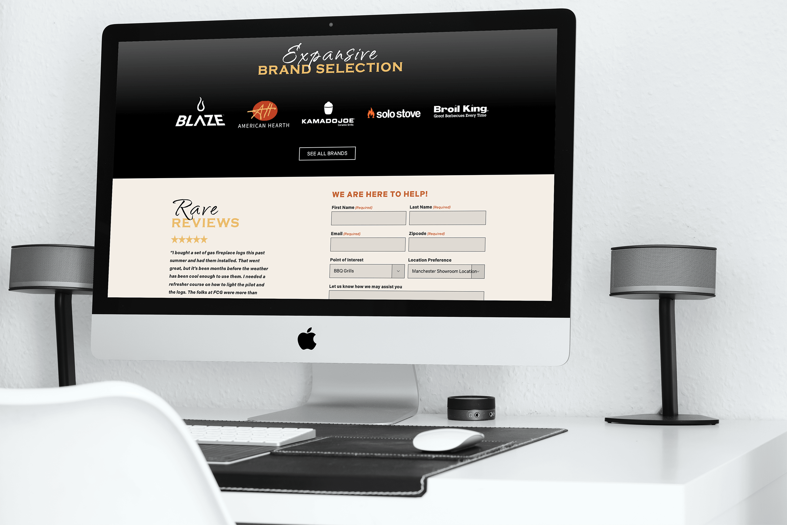 Fireplace & Grill Center - Minimal white mockup